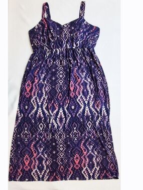 Faded Glory Purple Aztec Print Maxi Skirt with Pink Accents